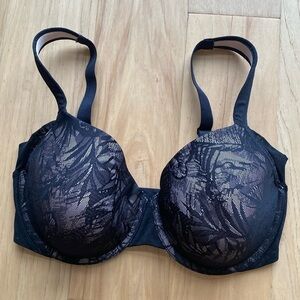 Paramour Womens Sz 36DD Jessamine Bra Black Floral Lace Underwire Style 135083